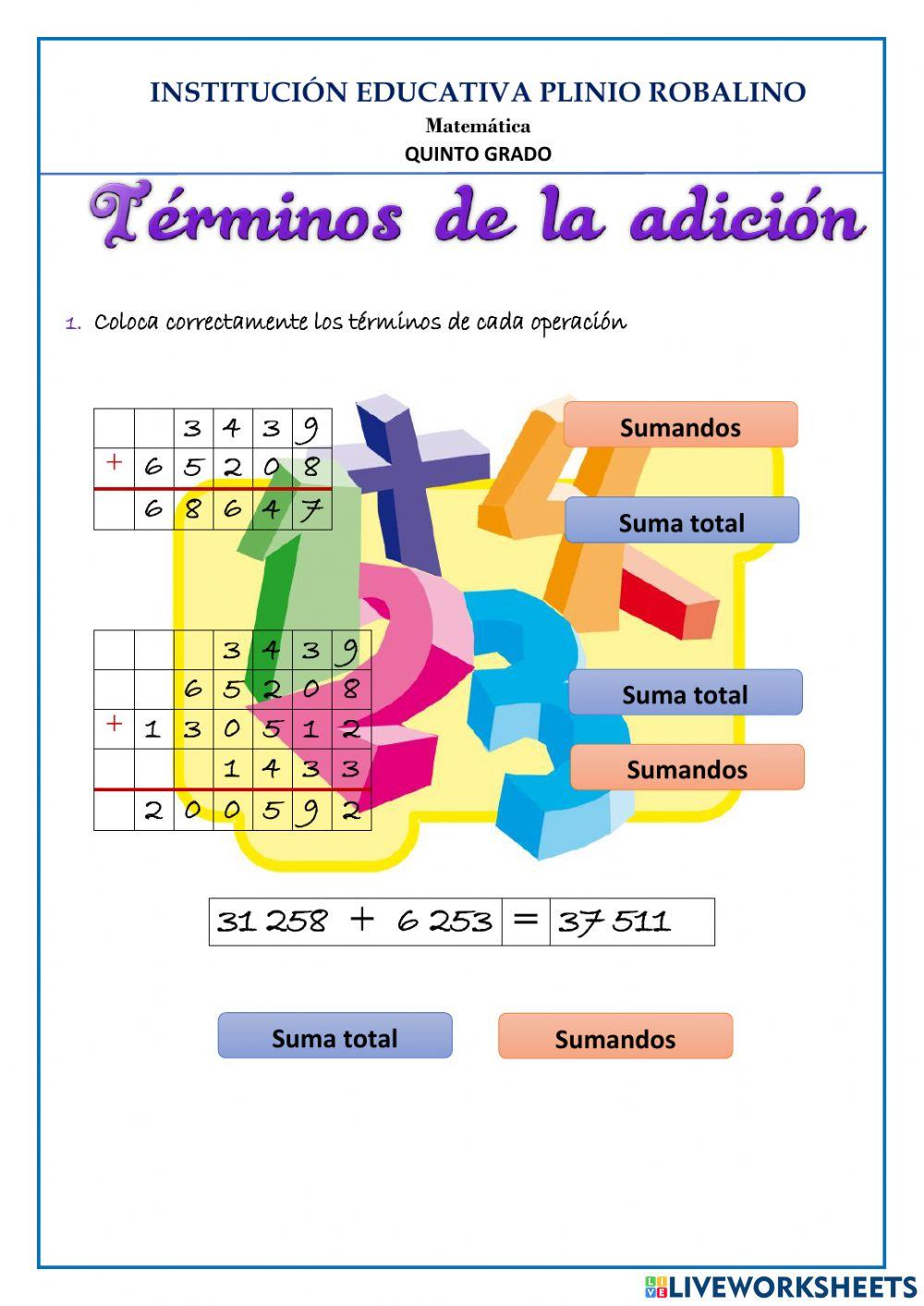 Términos de la adición