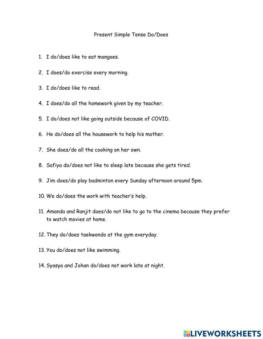 Present Simple Tense do and does