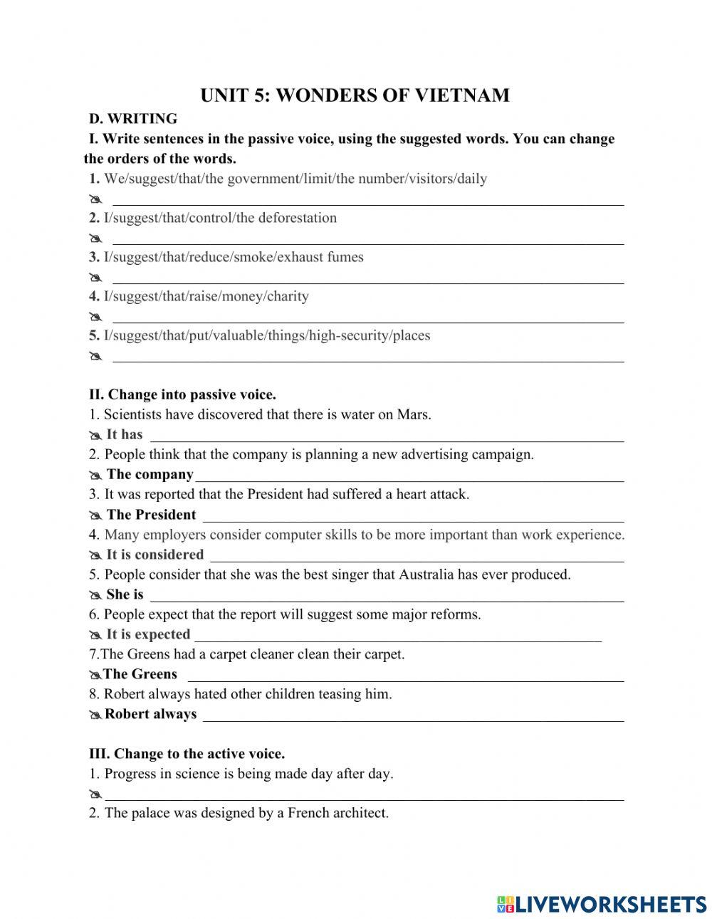 Unit 5 online exercise for 9 Live Worksheets