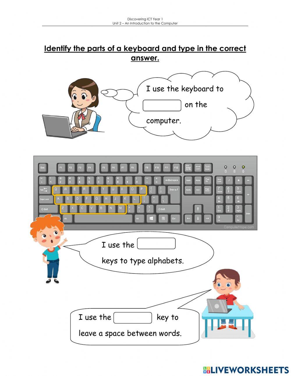 A Keyboard interactive worksheet | Live Worksheets