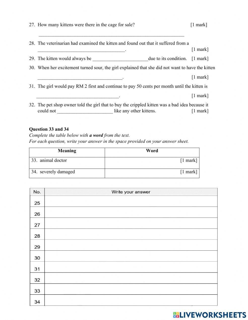 Peperiksaan Akhir Tahun (Form 3 Paper 1 Reading - 2021)