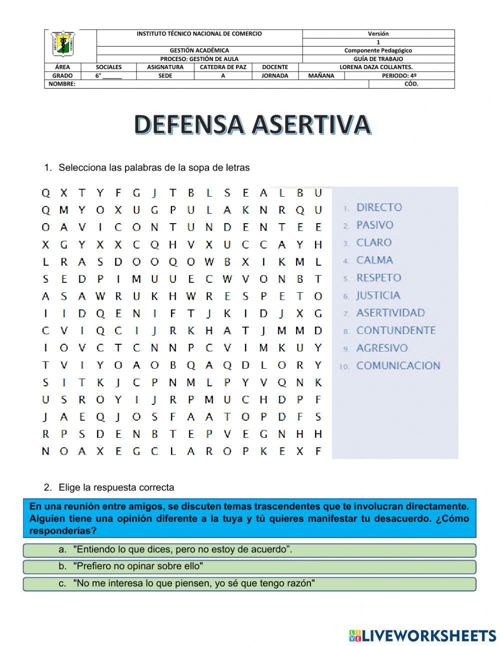Defensa  asertiva