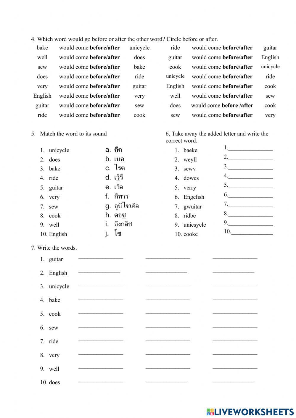 5th U4L3 spelling worksheet