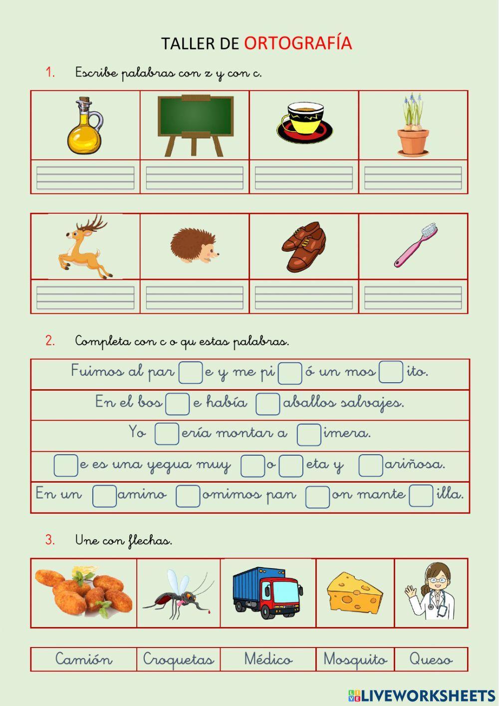 Palabras con z, c y qu