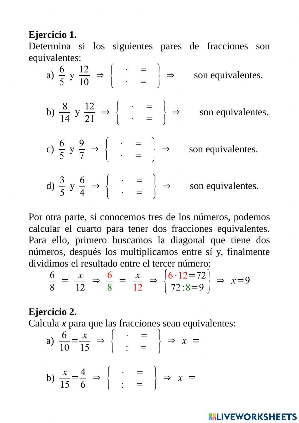 Fracciones equivalentes