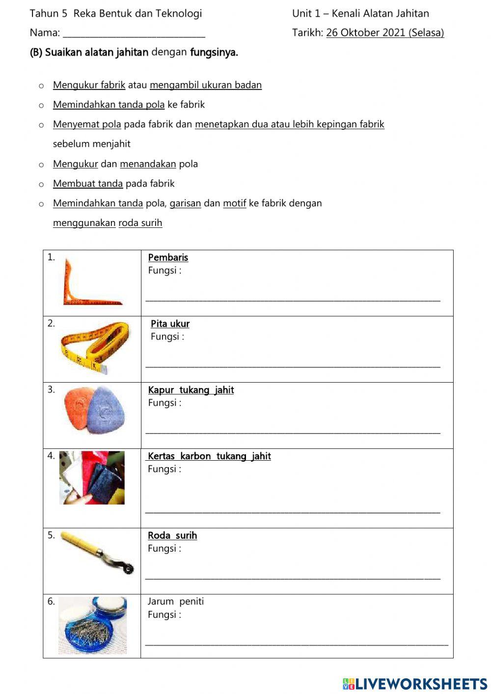 Unit 1 - Kenali Alatan Jahitan