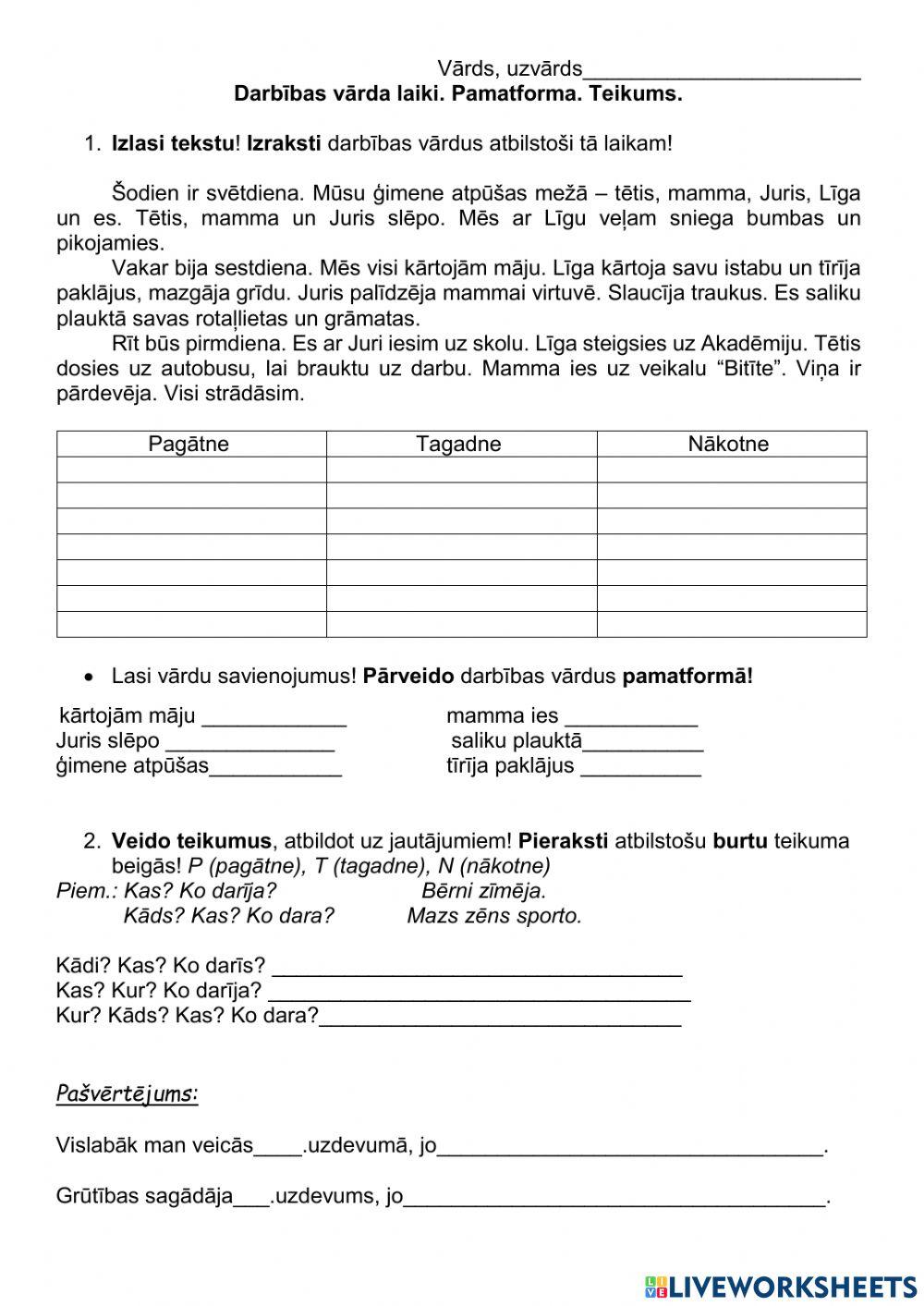 Darbības vārda laiki.