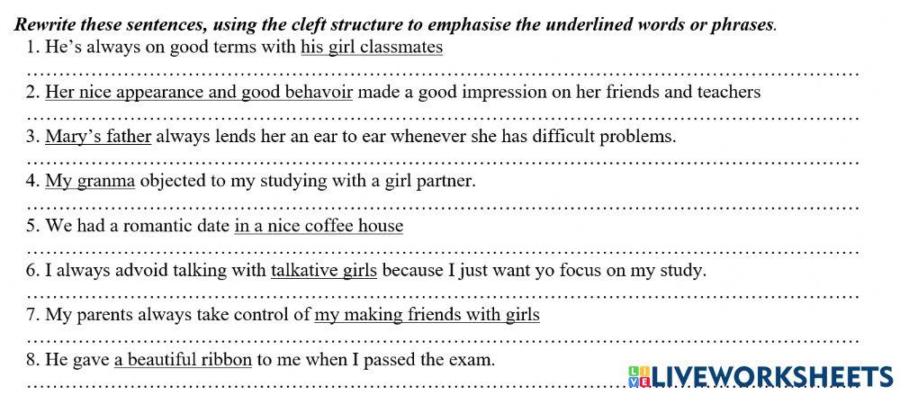 cleft sentence - rewrite