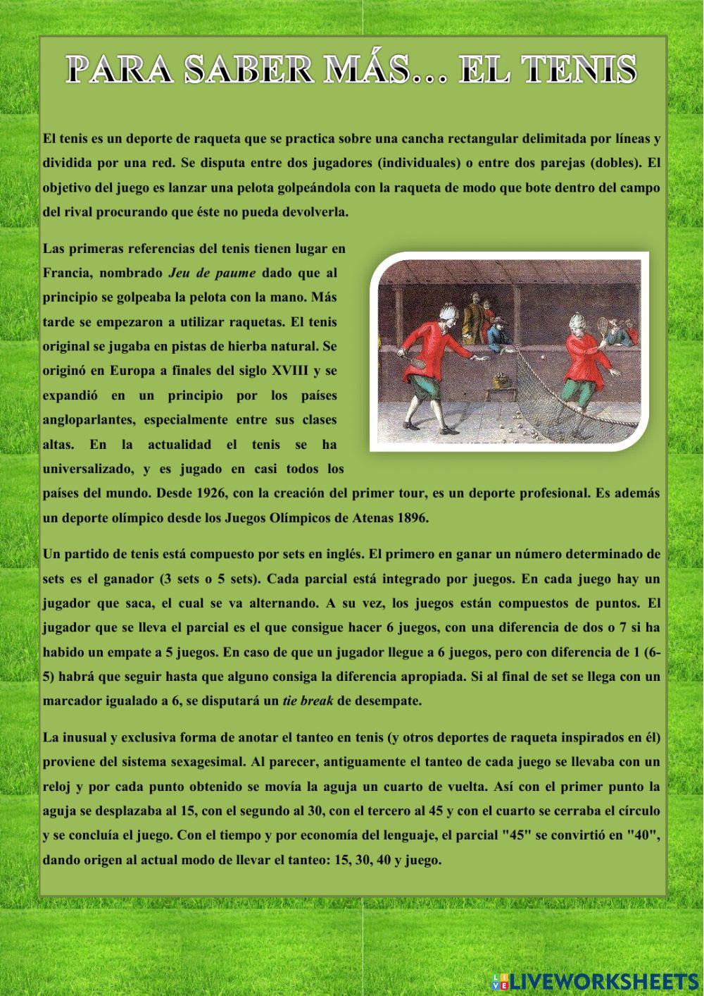 Para saber mas... el tenis