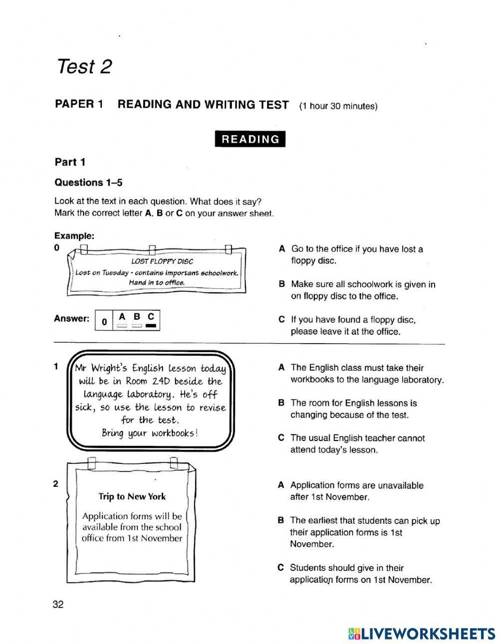Pet - reading test 2