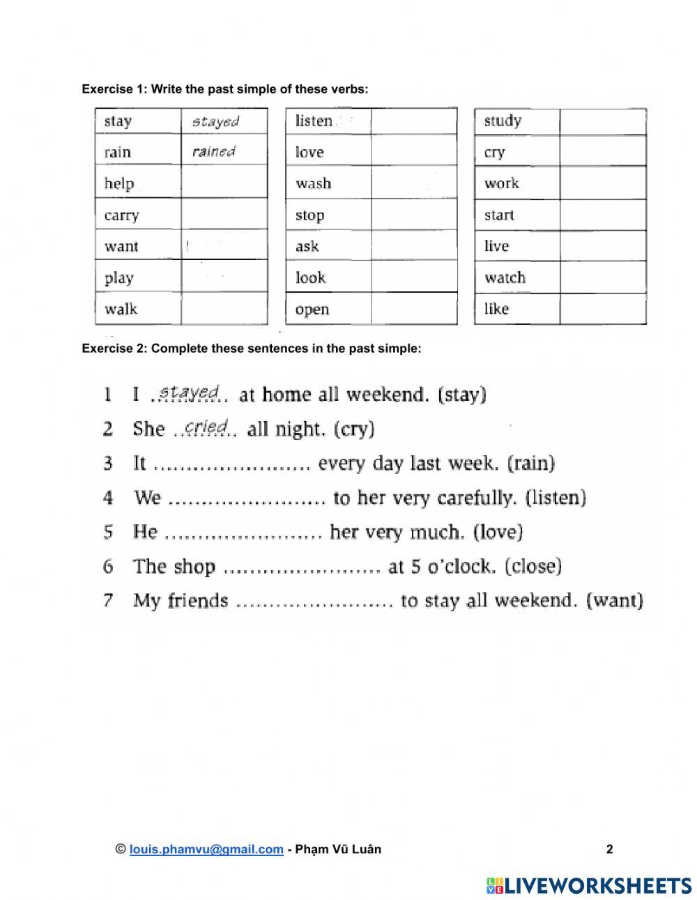 PAST SIMPLE TENSE: Positive with V-ED