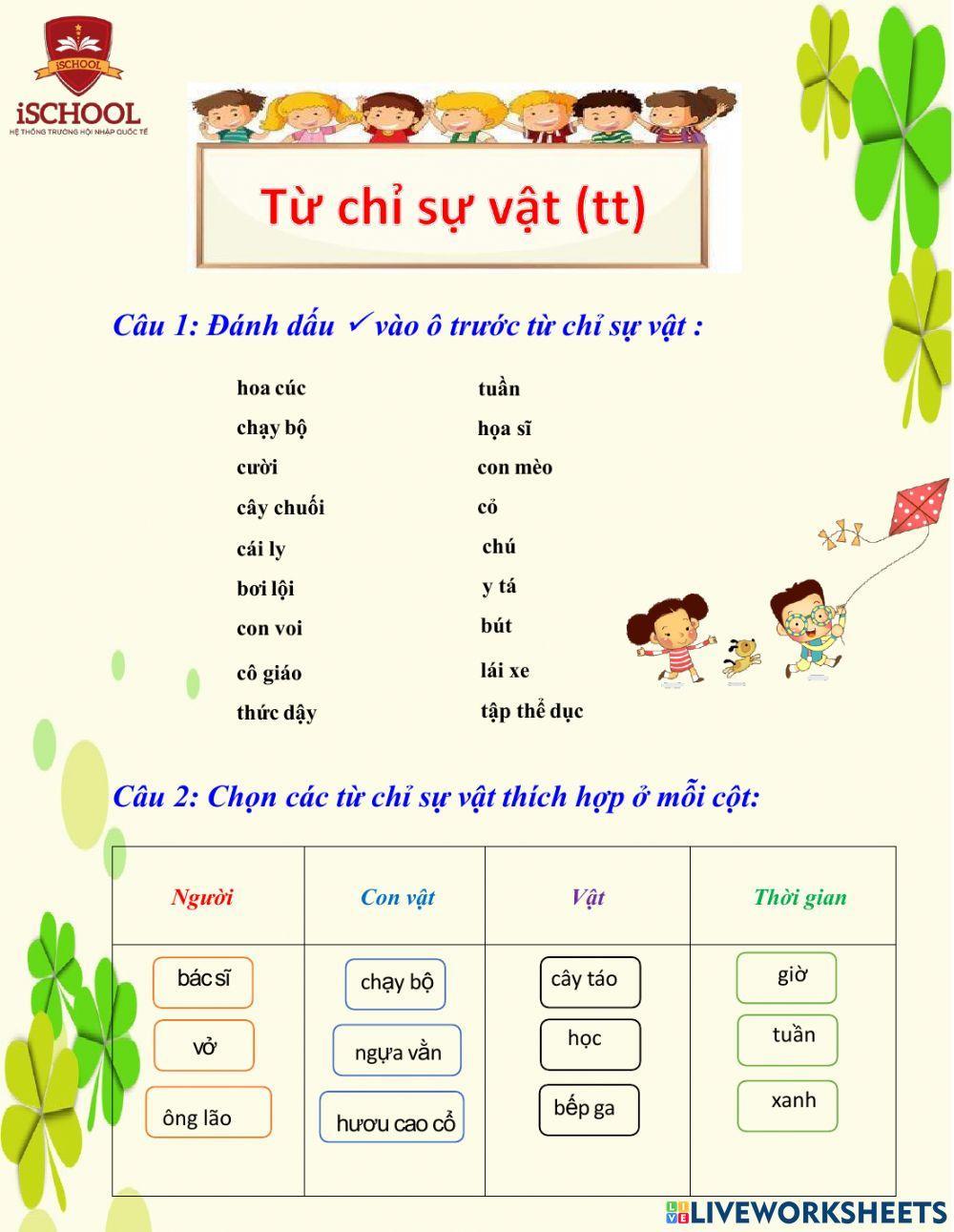 Từ chỉ sự vật (tt)