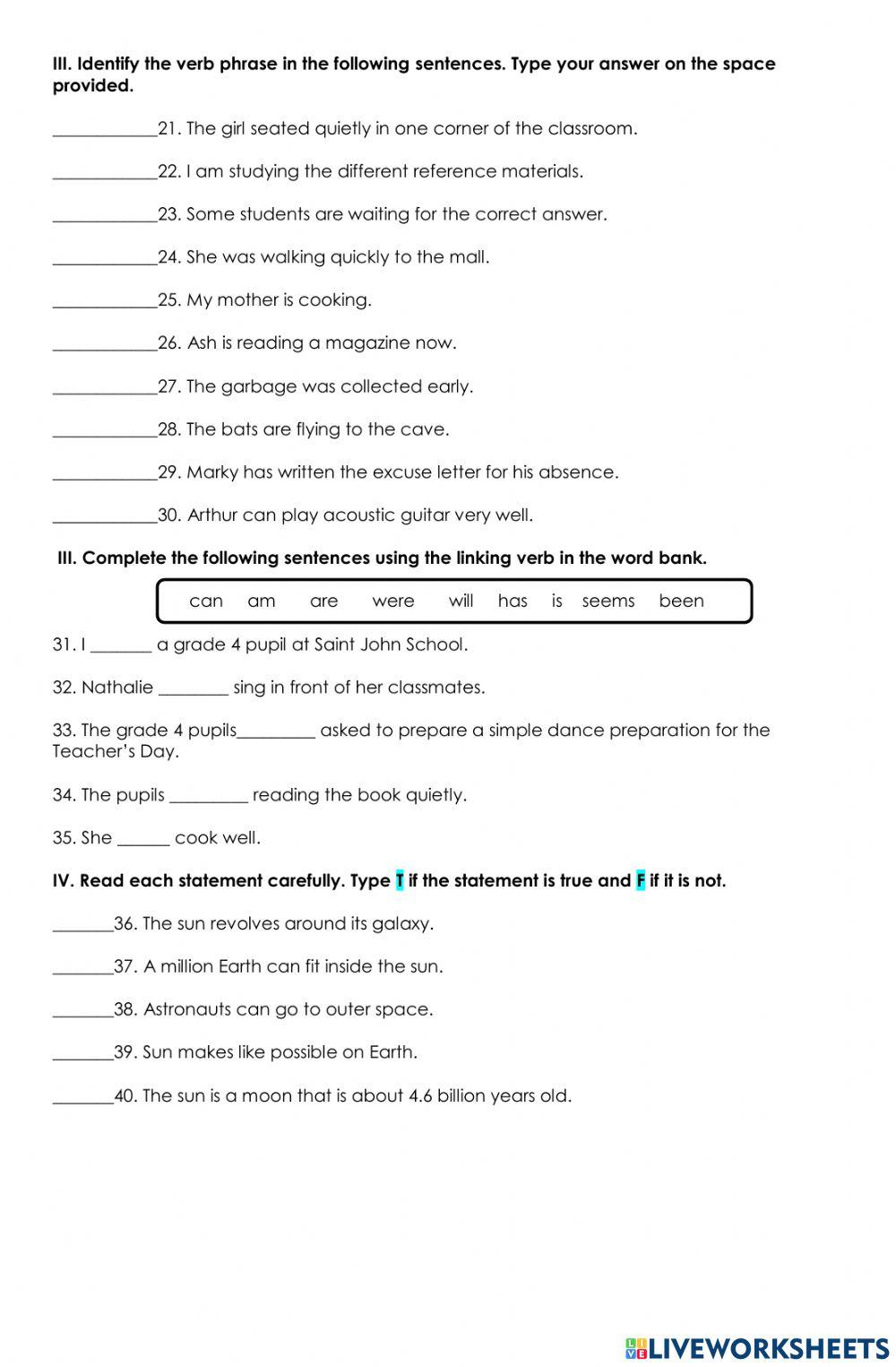 2nd Monthly Tes… | Free Interactive Worksheets | 1558716
