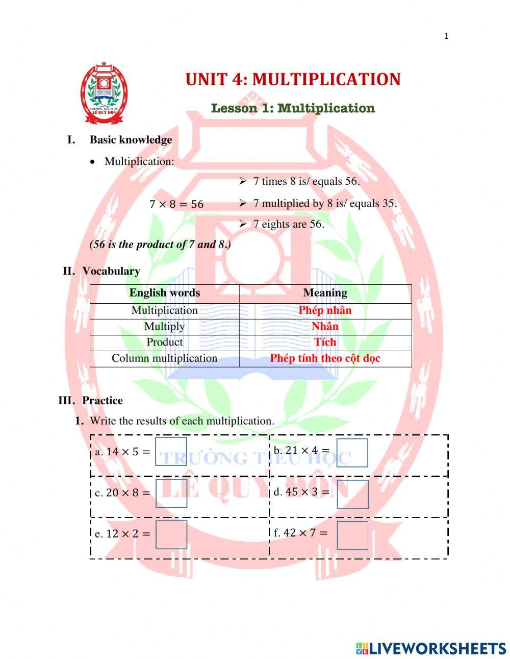 Math 4-U3L1-Multiplication