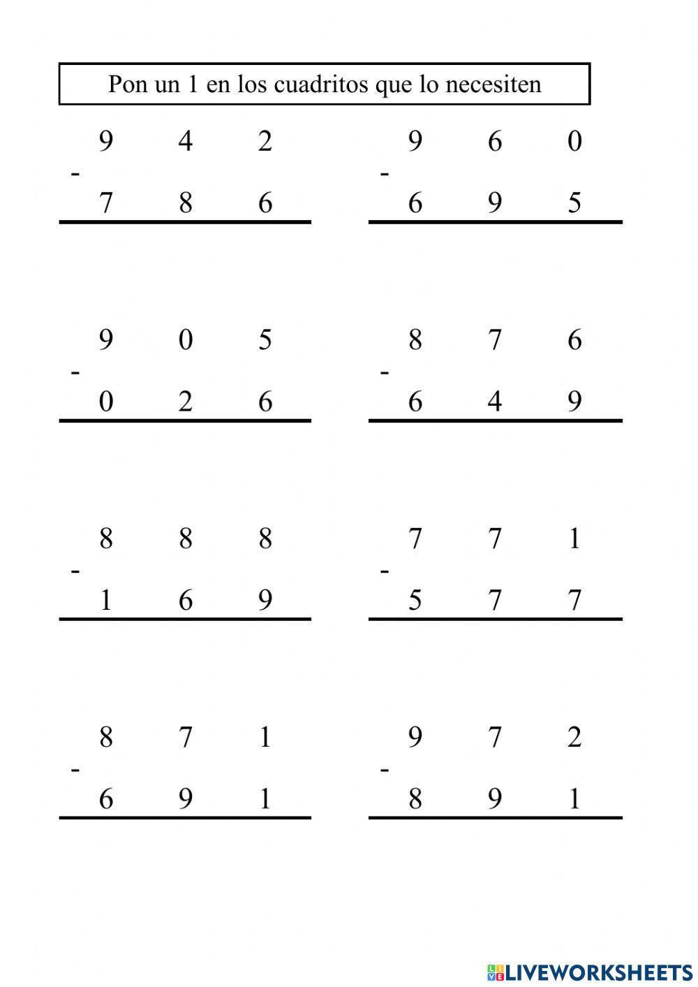 Restas con llevadas - 5