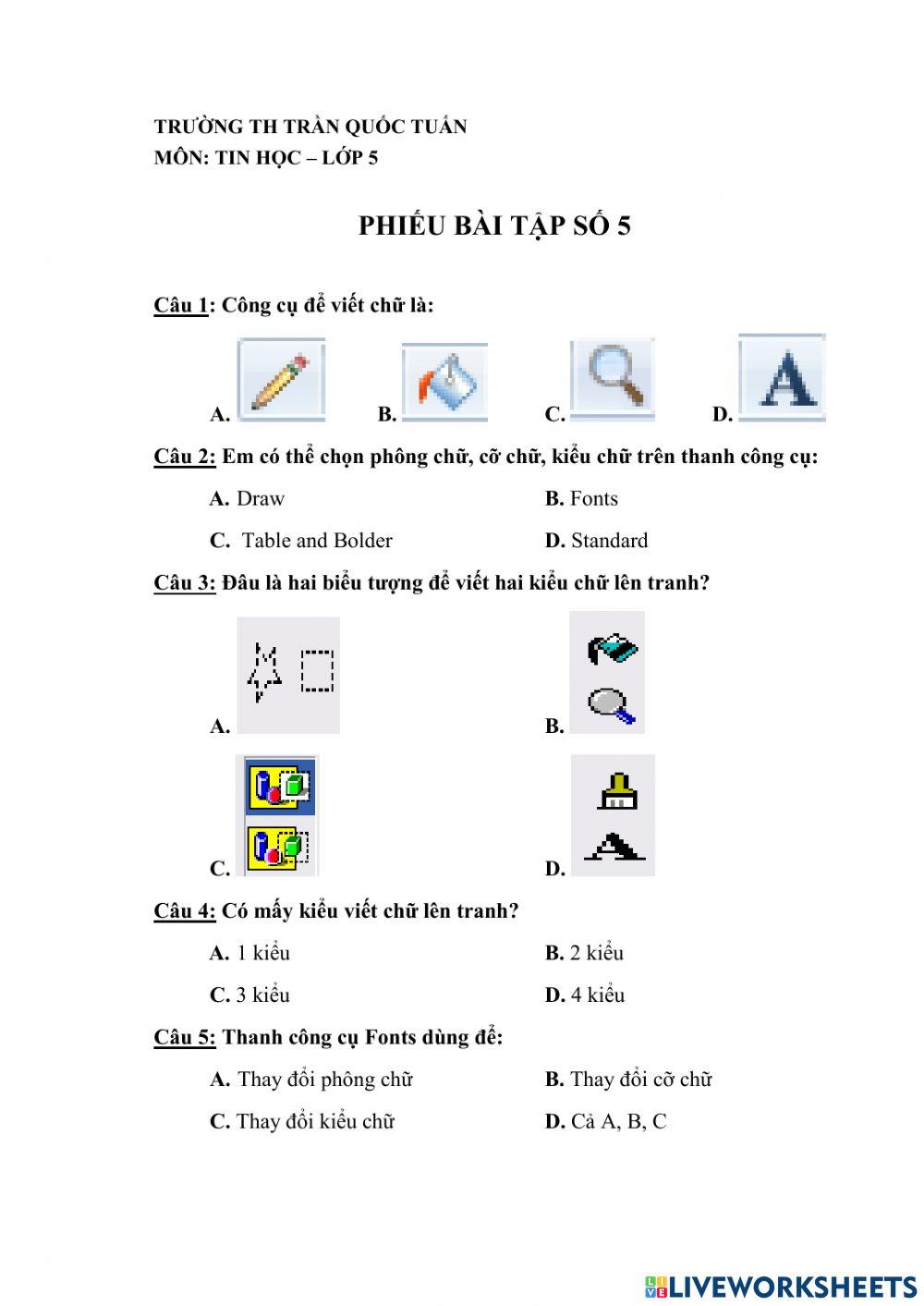 BT tin học lớp 5 - tuần 6