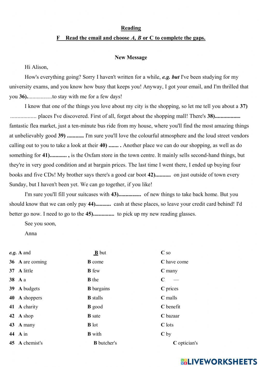 Spotight 8 Unit 2 Test Food and shopping Present Perfect Present Perfect Continuous
