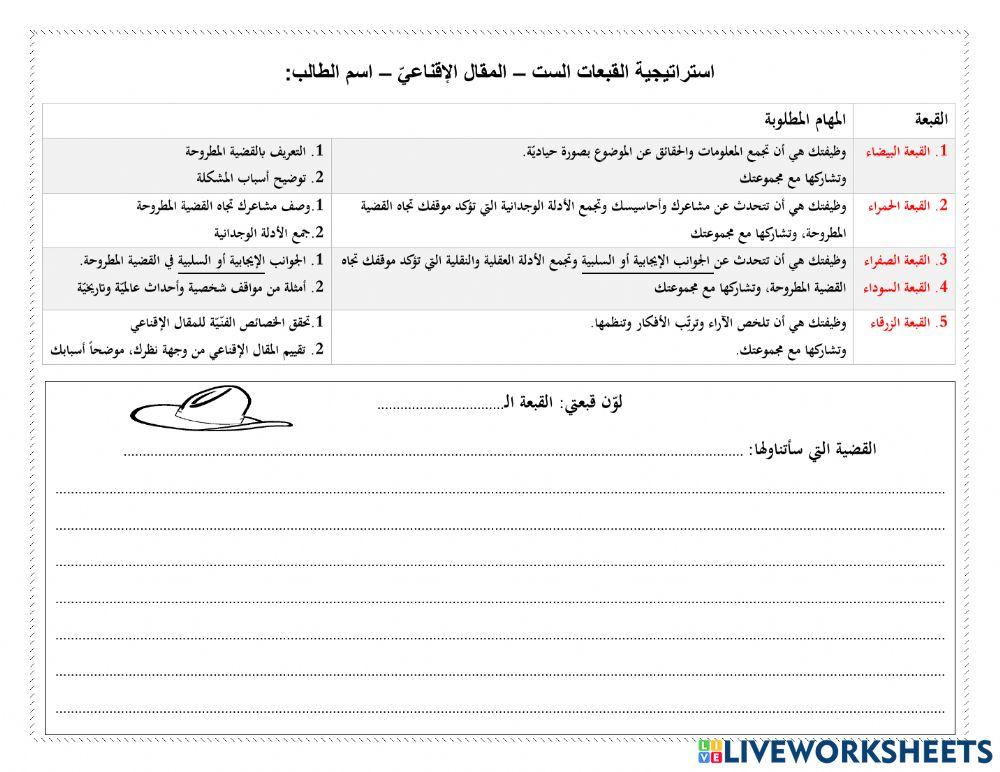 القبعات الست