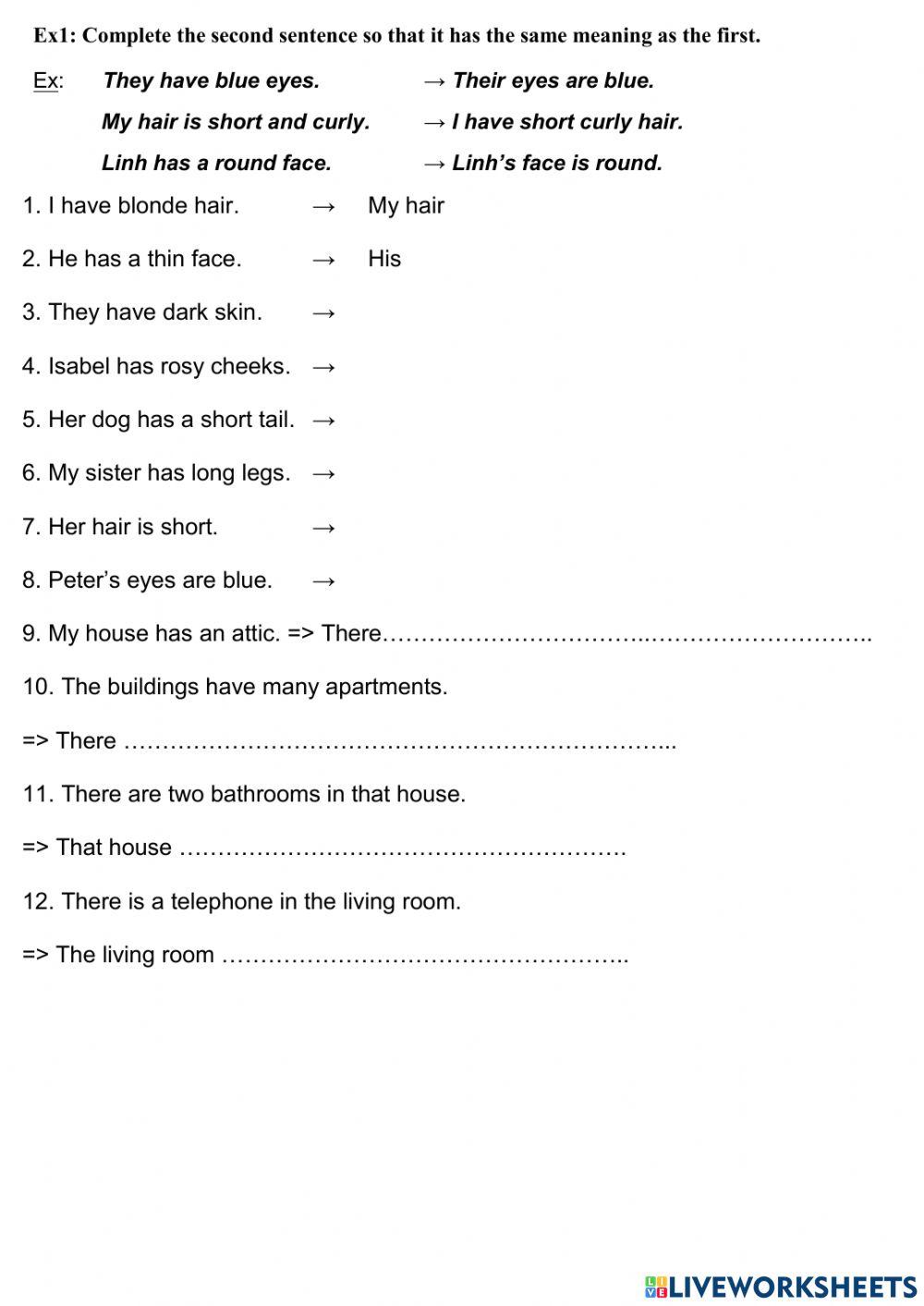 TA6 - Viết câu Unit 123