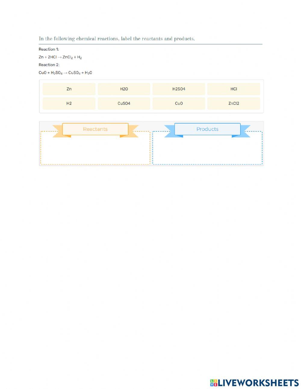 Reactant and product