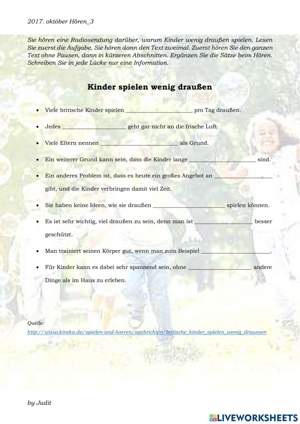 Kinder spielen wenig draußen