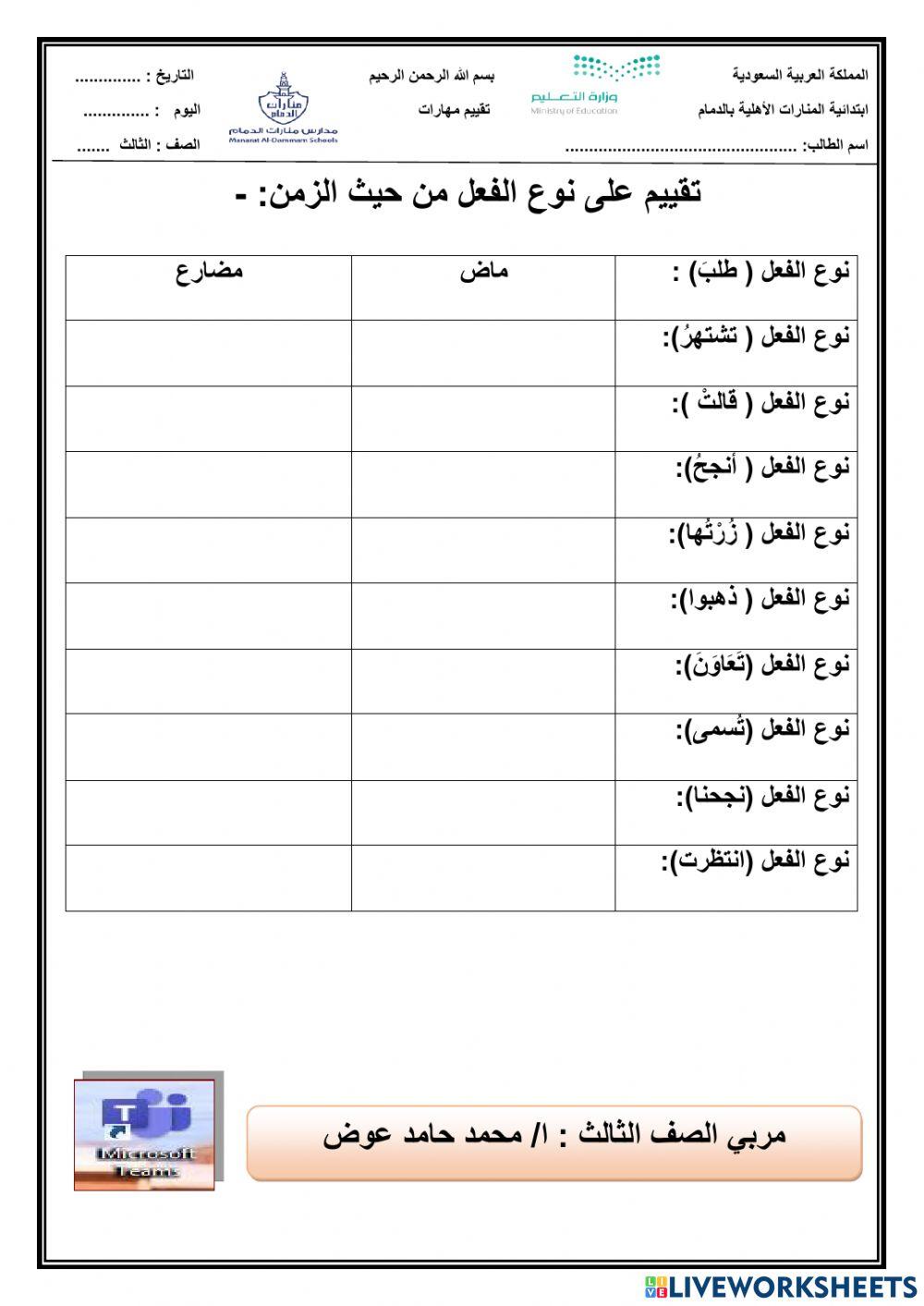 تمييز الفعل من حيث الزمن