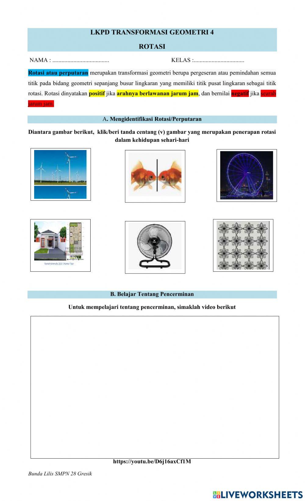 LKPD TRANSFORMASI GEOMETRI ROTASI
