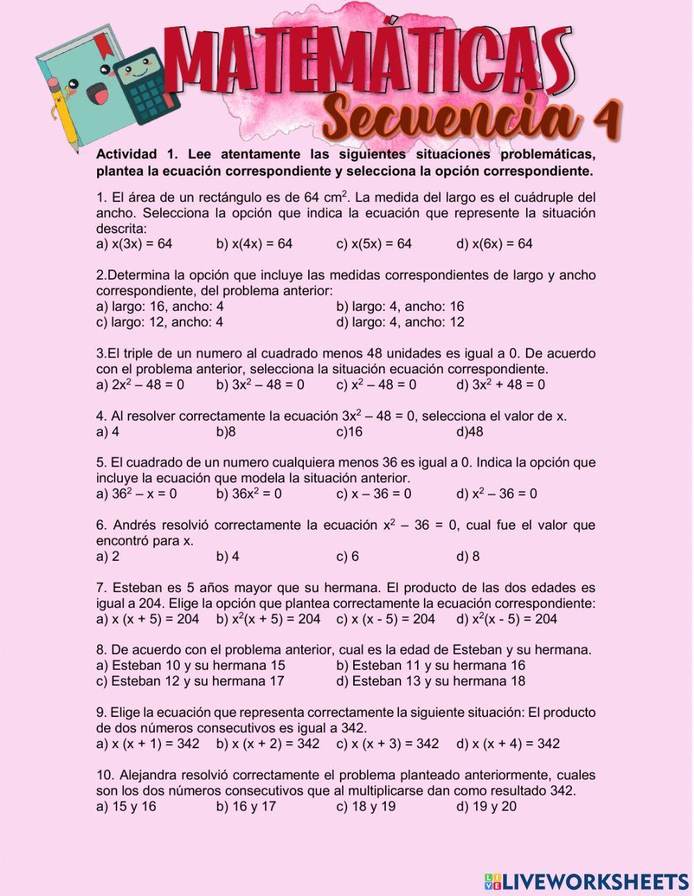 Ecuaciones Cuadráticas