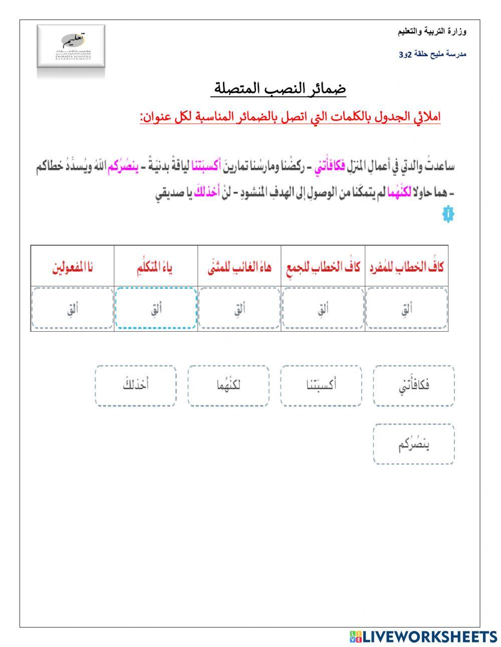 ضمائر النصب المتصلة