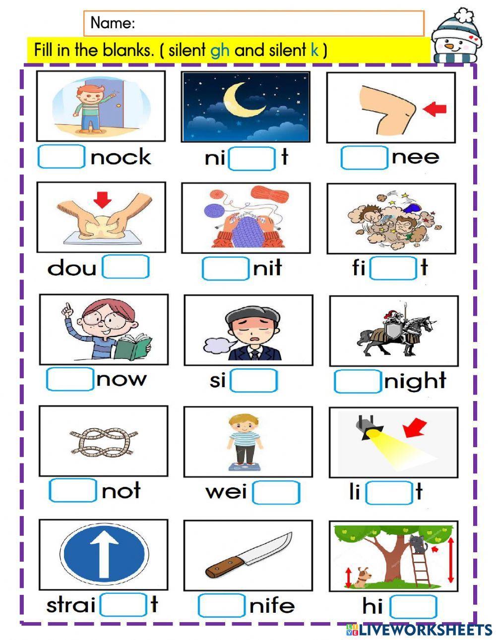 English Year 4 Phonics 8 - silent gh and k