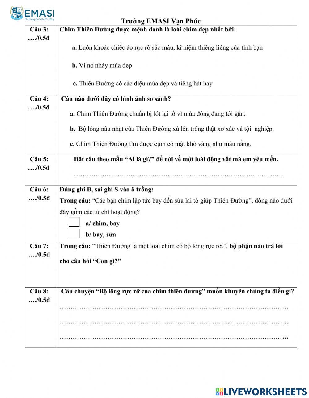 Khảo sát tiếng việt giữa hk1 2122