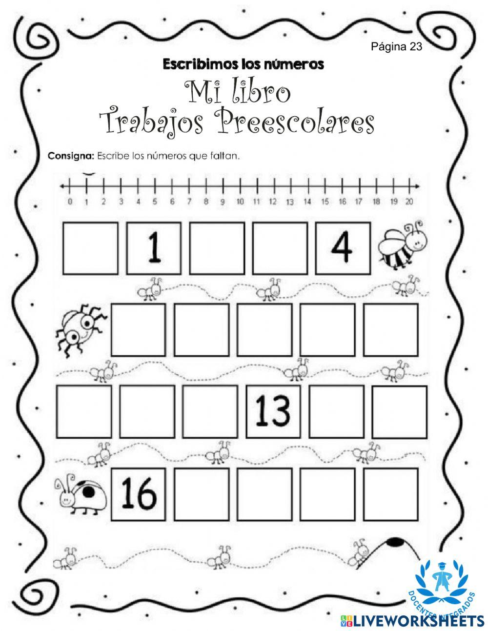 Matemáticas - Mi libro de Tareas Preprrimaria pág.. 23, 24, 25 y 26, completa las secuencias.