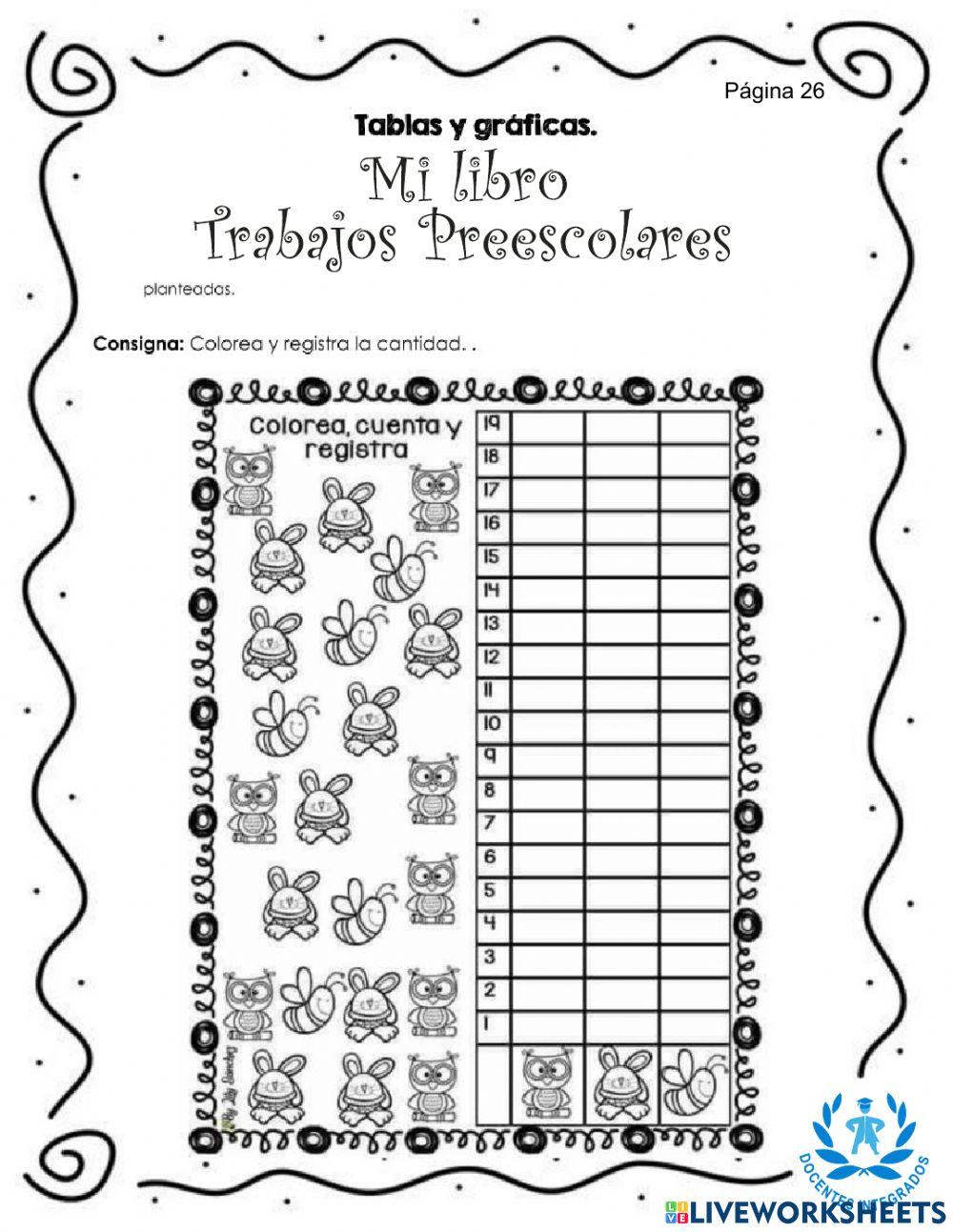 Matemáticas - Mi libro de Tareas Preprrimaria pág.. 23, 24, 25 y 26, completa las secuencias.