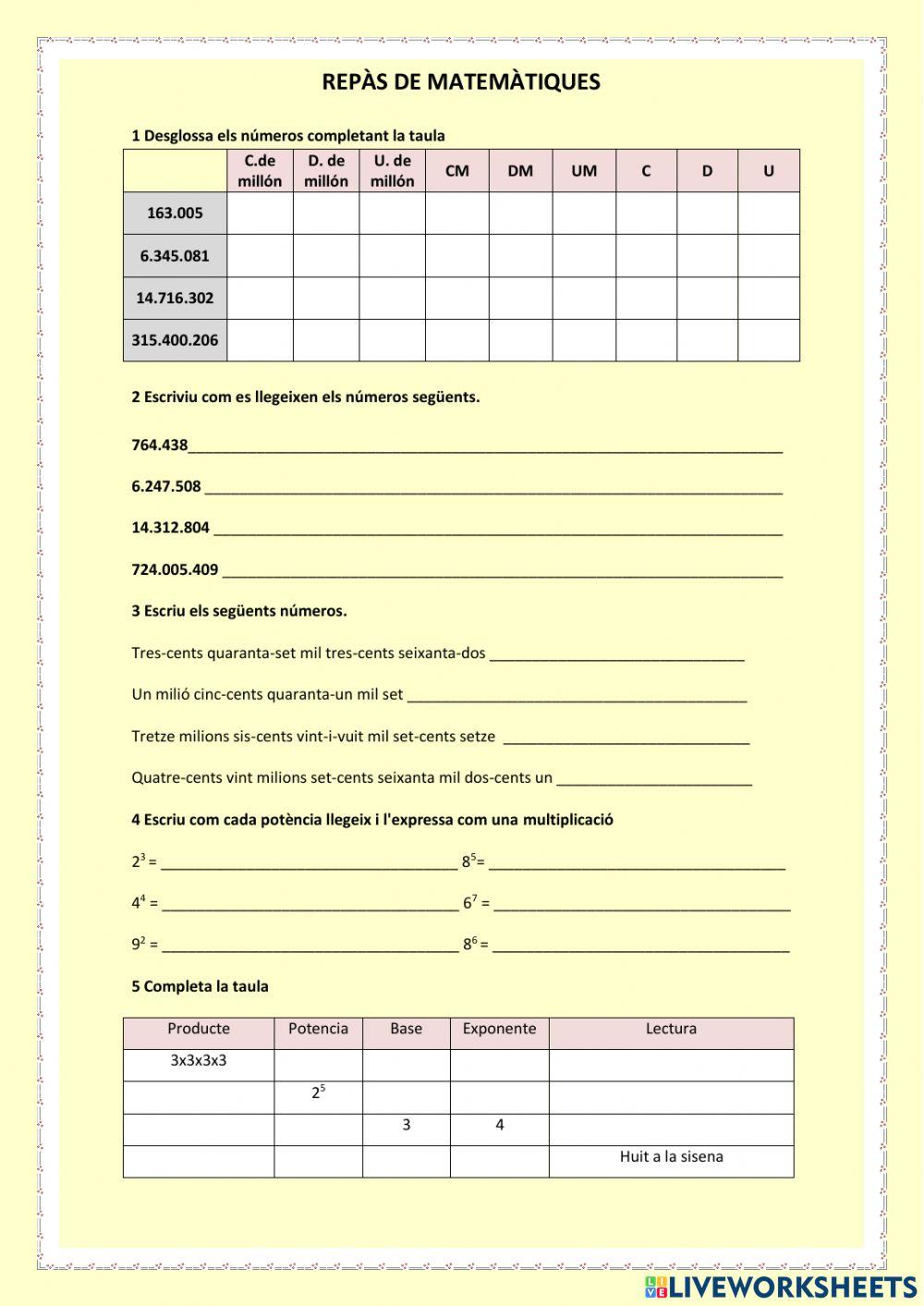 Repàs matemàtiques