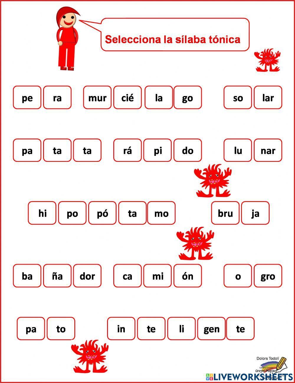 Encuentra la sílaba tónica