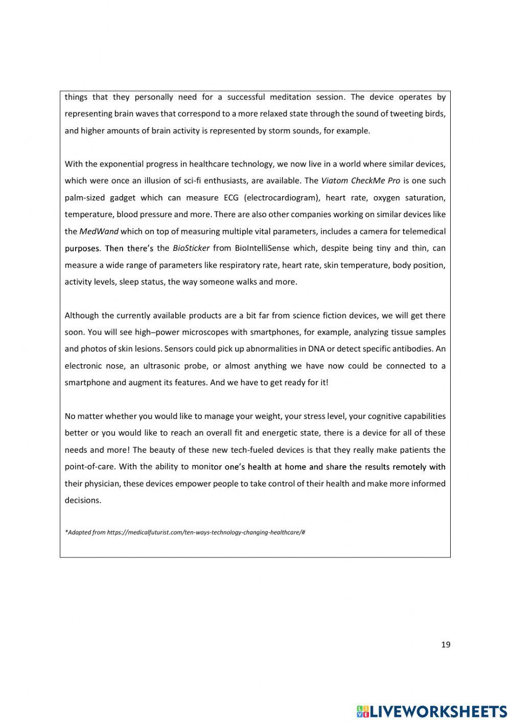 Unit 2 Reading 2 DEVICES THAT CONTRIBUTE TO OUR HEALTH