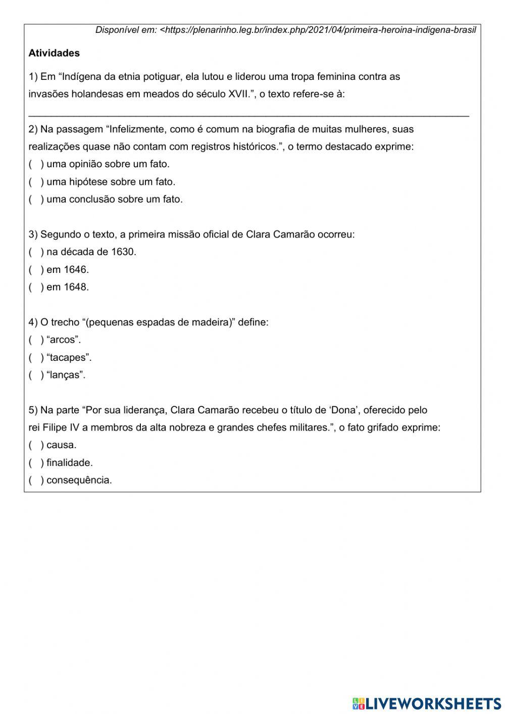 Atividade literária 5º ano