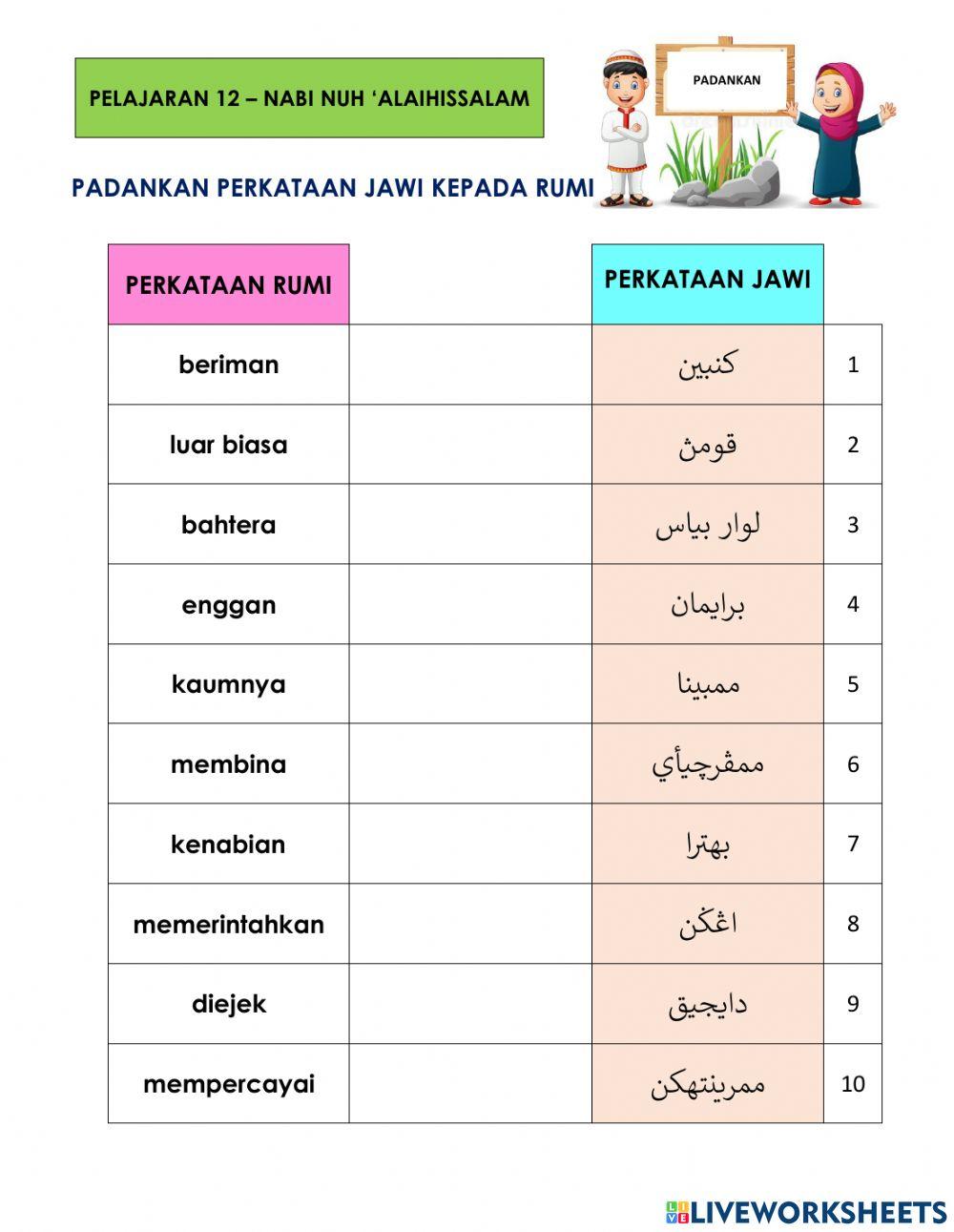 Padankan perkataan - nabi nuh 'alaihissalam