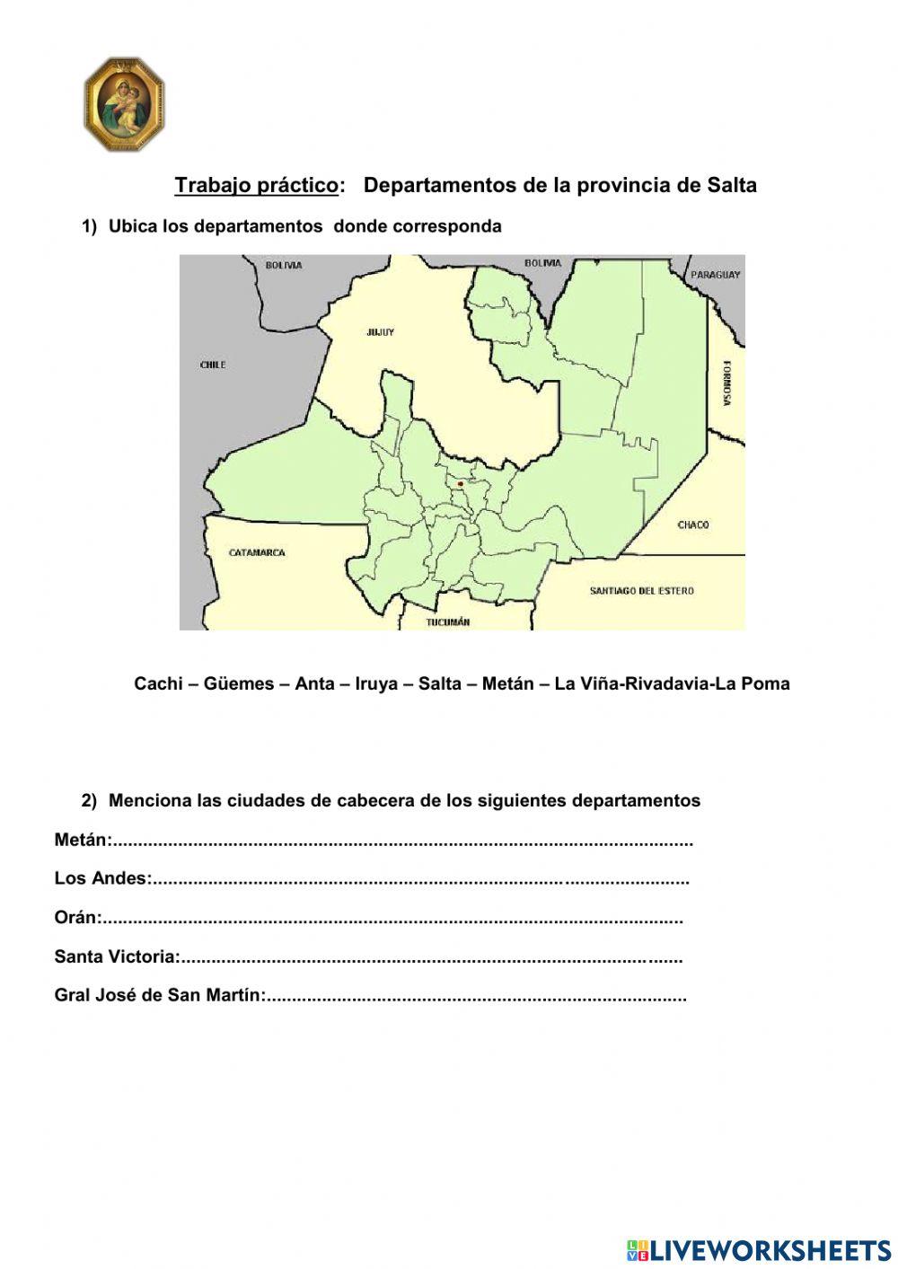 Departamentos de la pcia de Salta