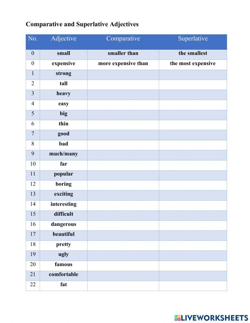 Comparative and Superlative Adjectives
