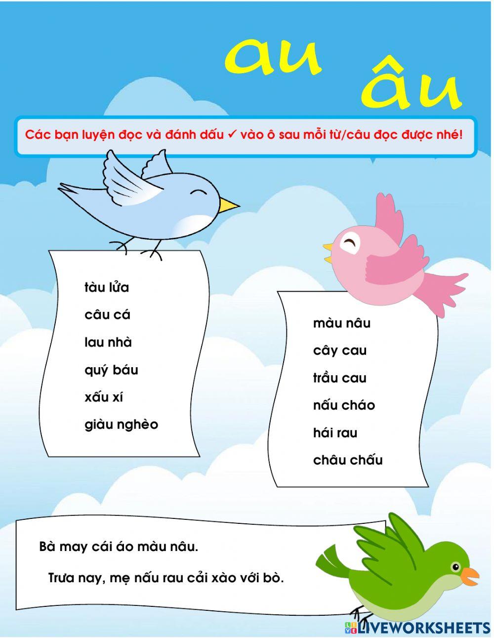 Học vần au âu