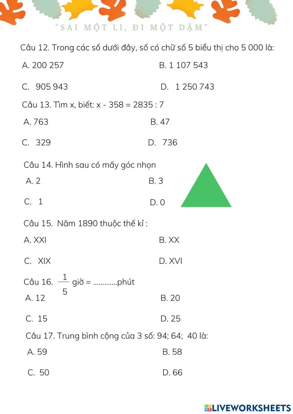 Bài tập tự luyện Toán
