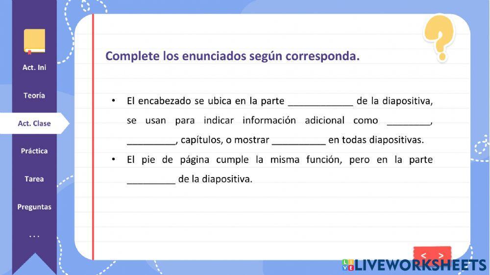 Vistas de presentación de las diapositivas-Encabezado y pie