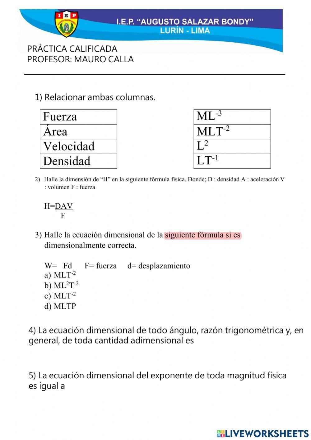 Análisis Dimensional