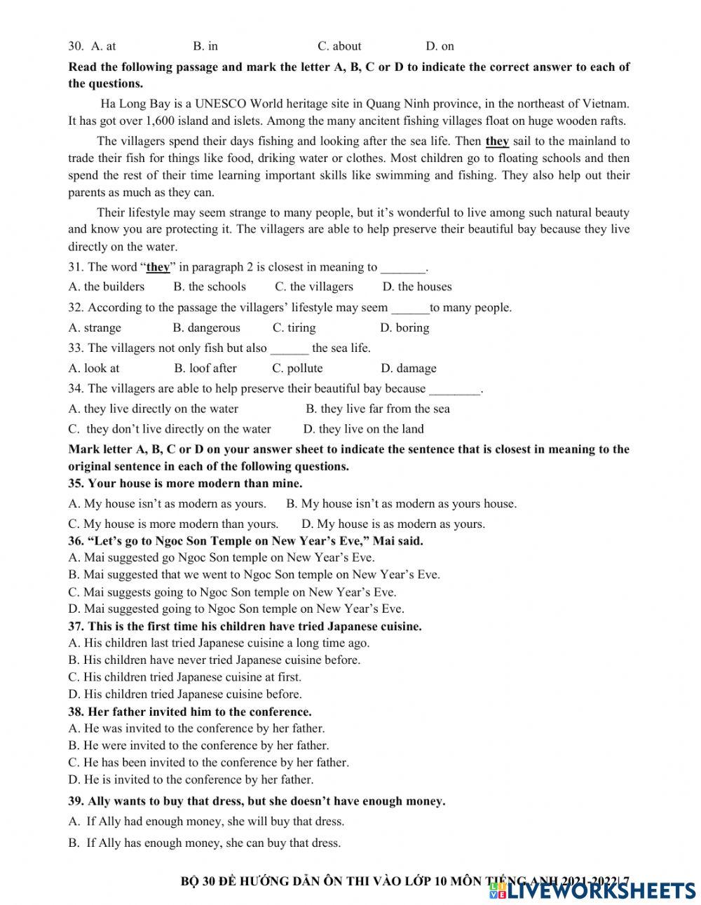 Ôn thi vào 10 - đề 2