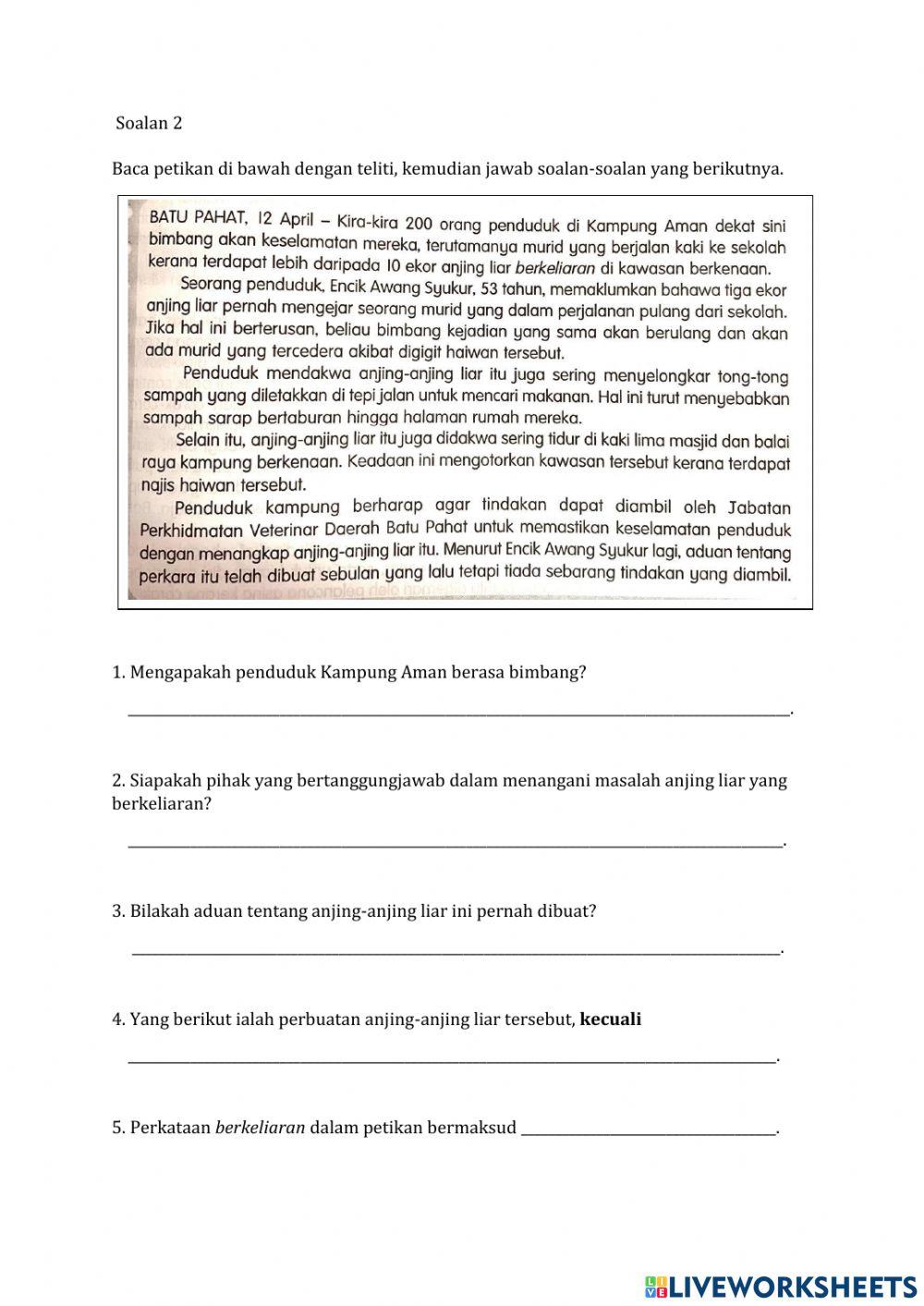 Ujian Pemahaman Bahasa Melayu