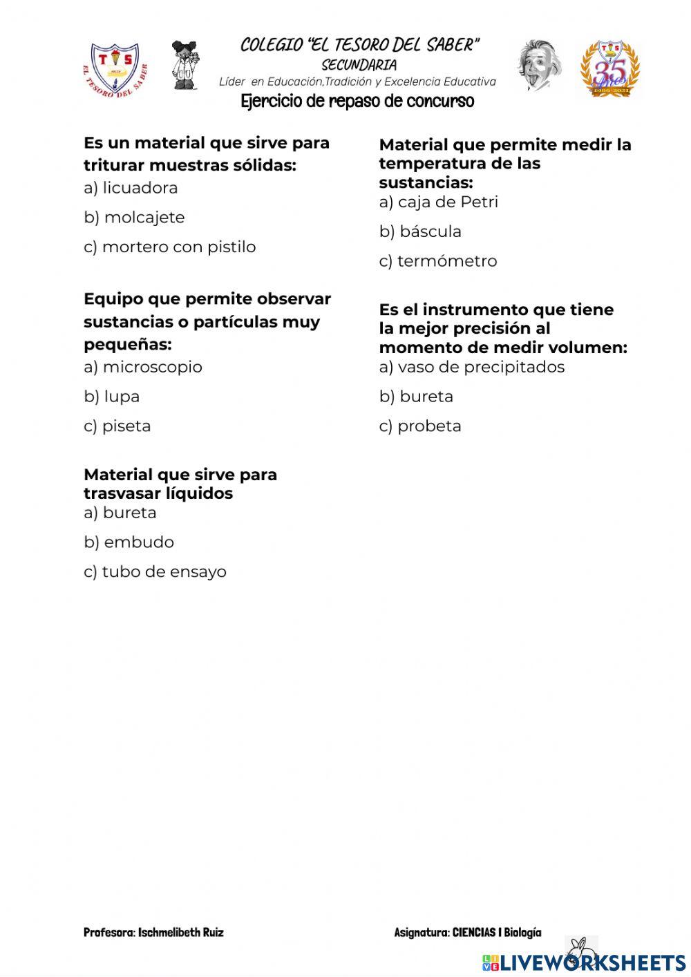 Función material de laboratorio