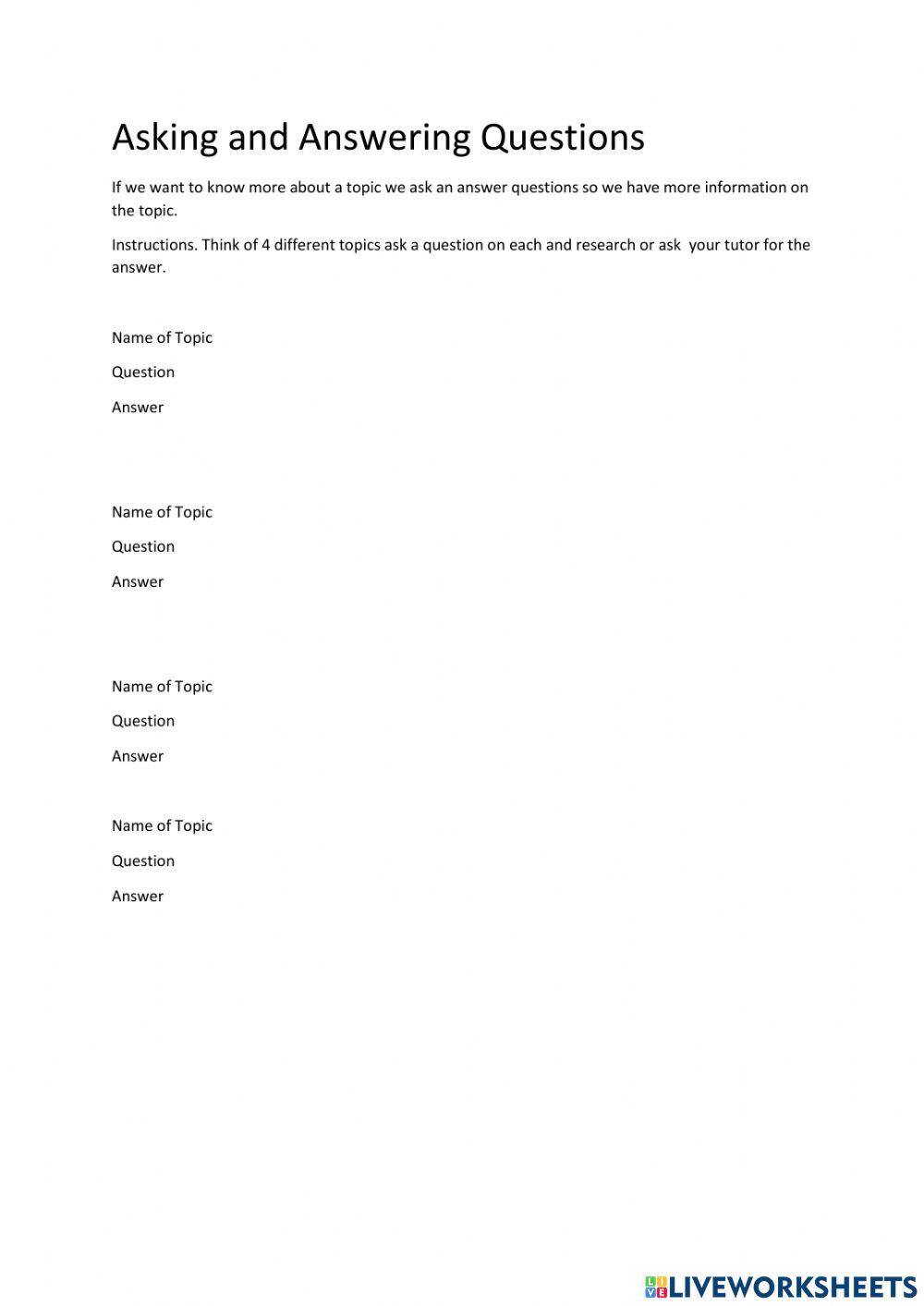 Asking an Answering Questions