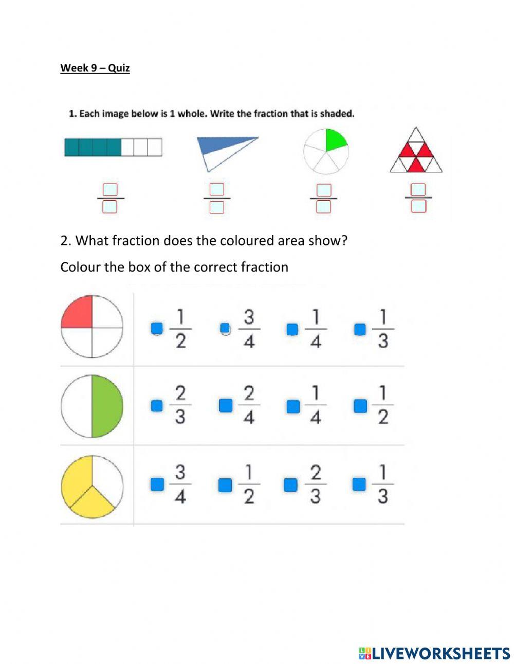 Maths week 9 - Lesson 5 Quiz