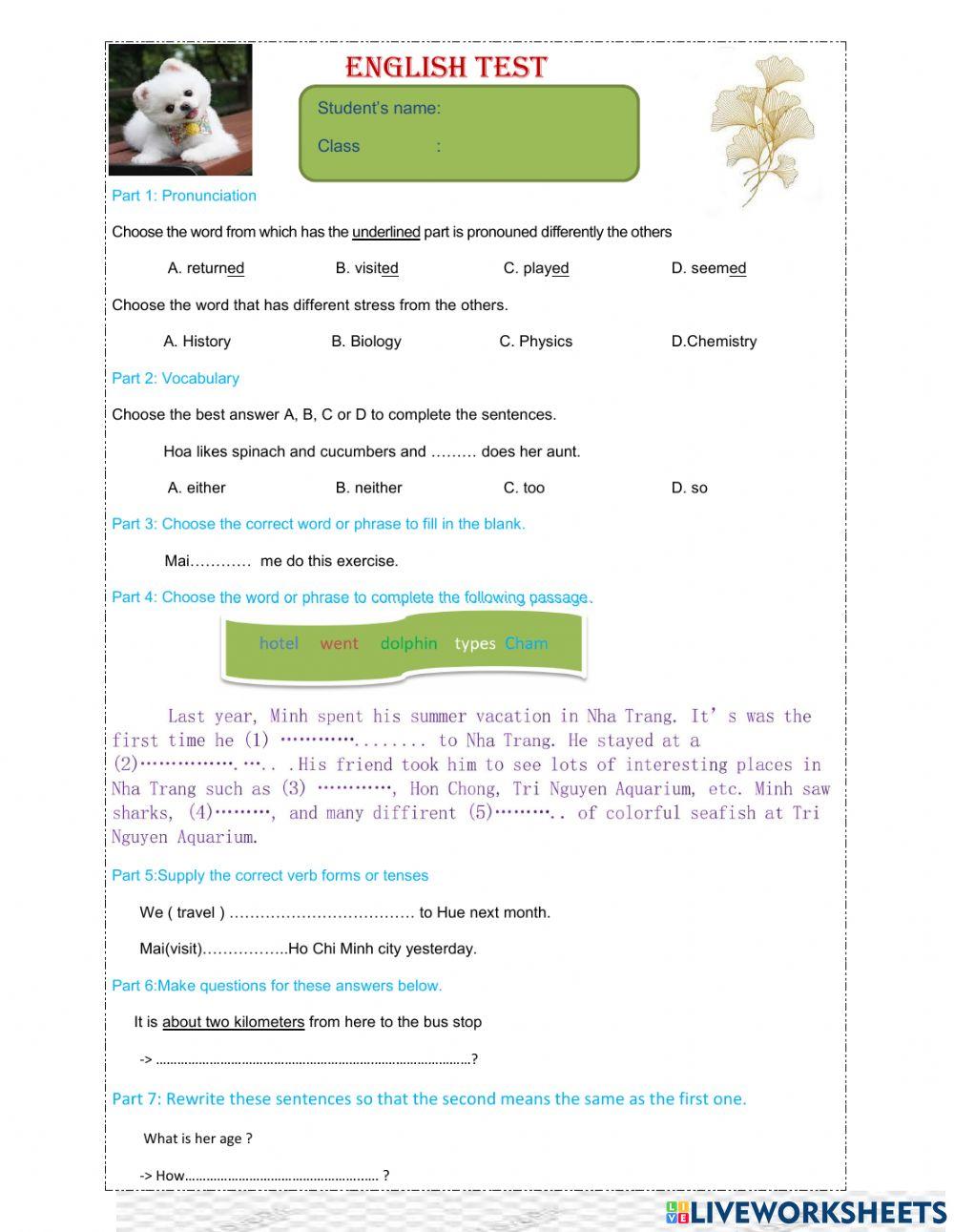 Liveworksheets online pdf activity | Live Worksheets